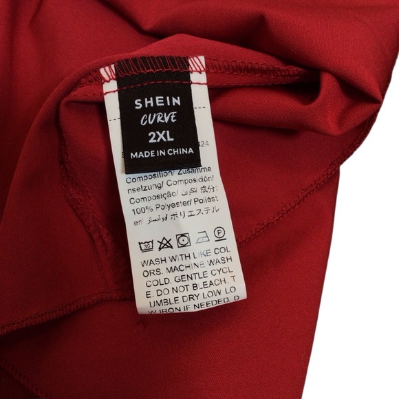 Sold! SHEIN Curve 2XL Red Babydoll Top Butterfly Mesh Sleeves Valentine Date - Picture 10 of 10